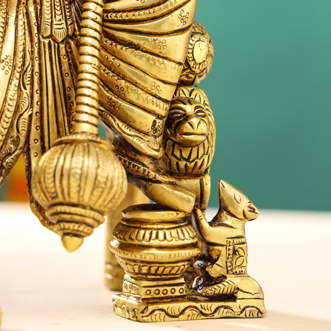 Mridaya Brass Ganesha On Throne (Singhasan) Idol (16 Inch), Brass Ganesh Statue, Ganpati Idol, Good Luck Gift For New Beginnings